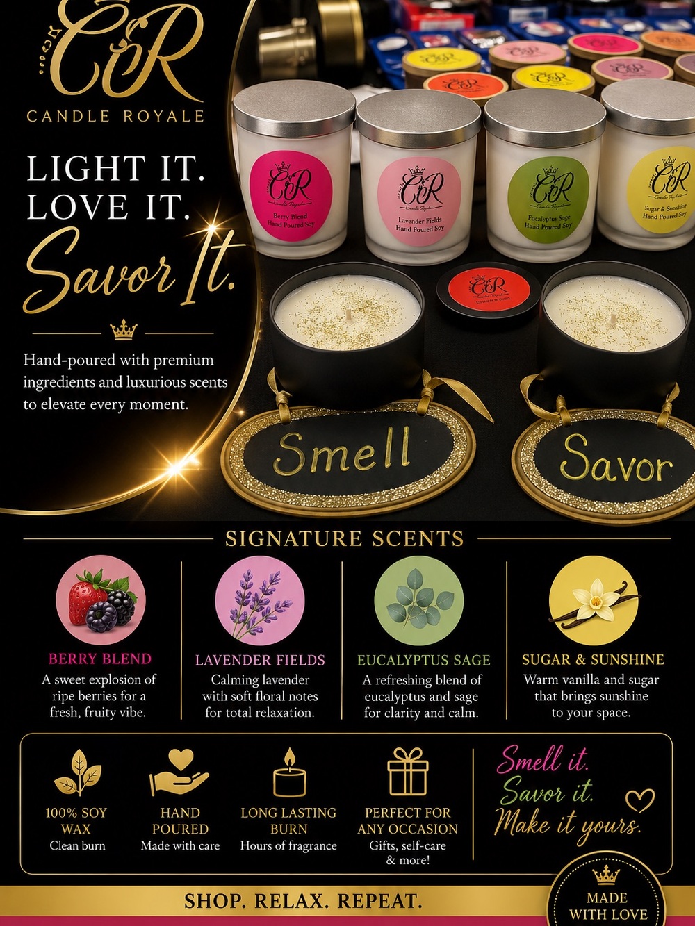 Hand crafted soy candles